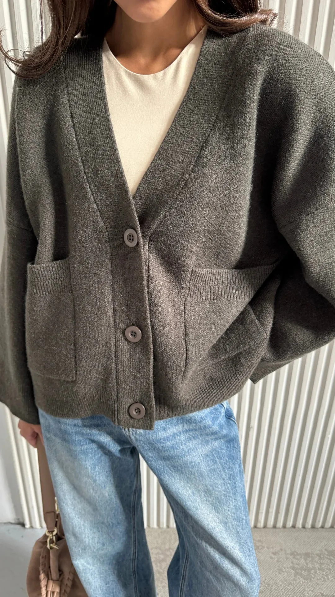 CHARLI CASSANDRA CARDIGAN - DARK KHAKI