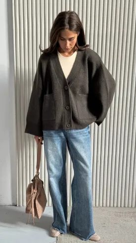 CHARLI CASSANDRA CARDIGAN - DARK KHAKI