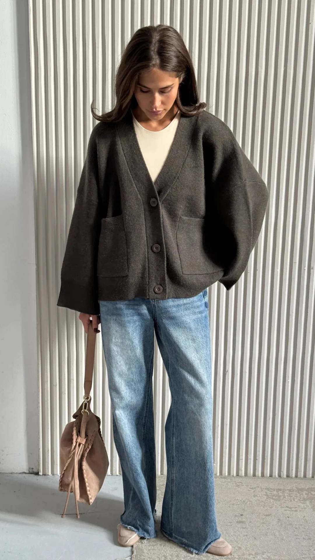 CHARLI CASSANDRA CARDIGAN - DARK KHAKI