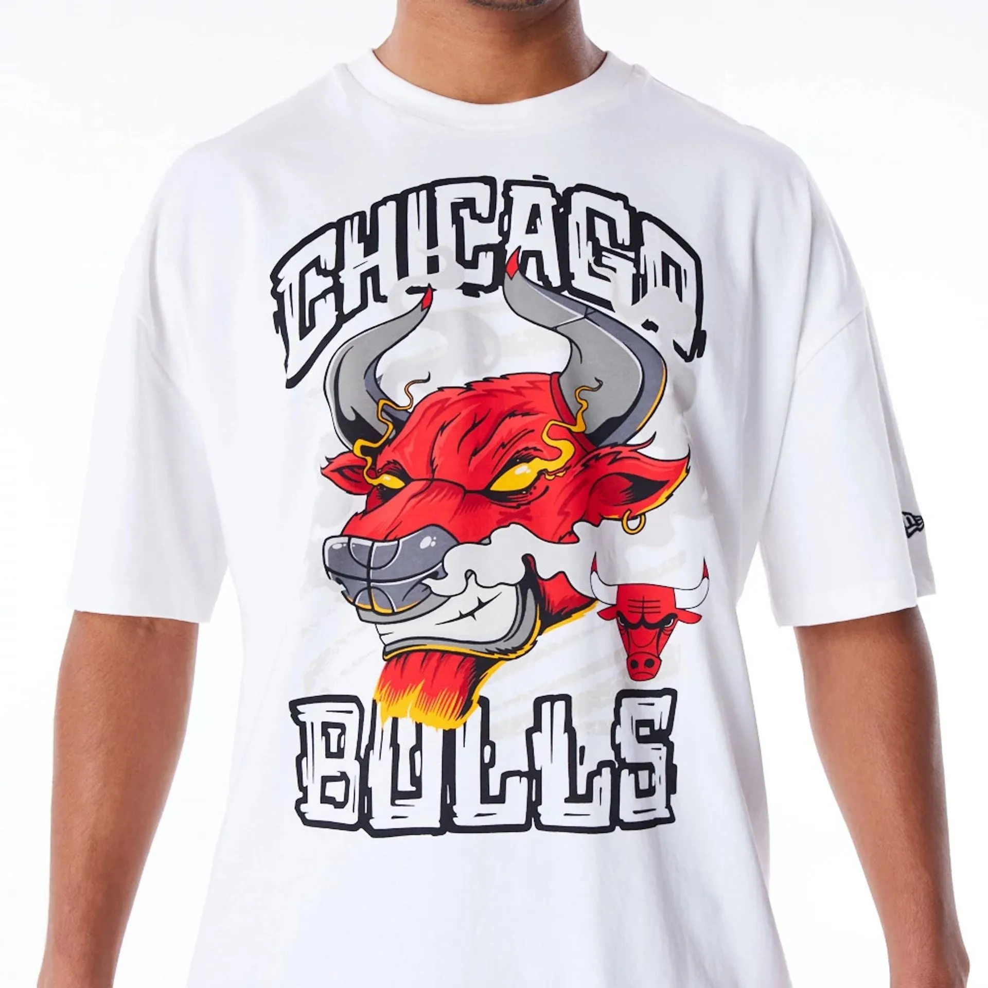 Chicago Bulls Graphic White Drop Shoulder T-Shirt