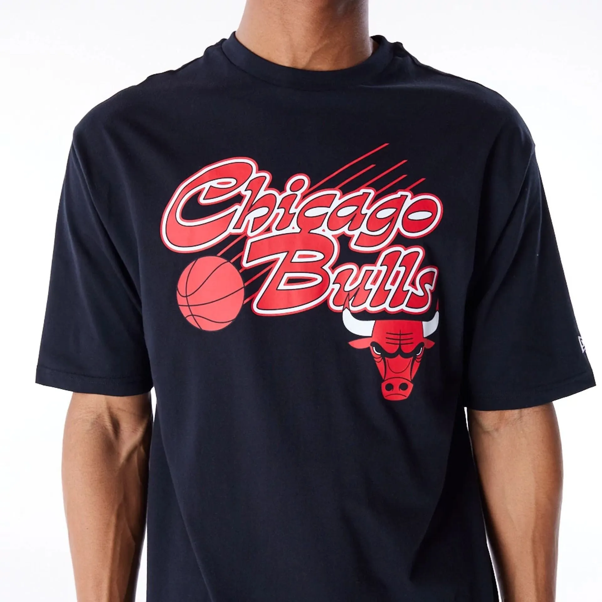 Chicago Bulls NBA Script Graphic Black Oversized T-Shirt