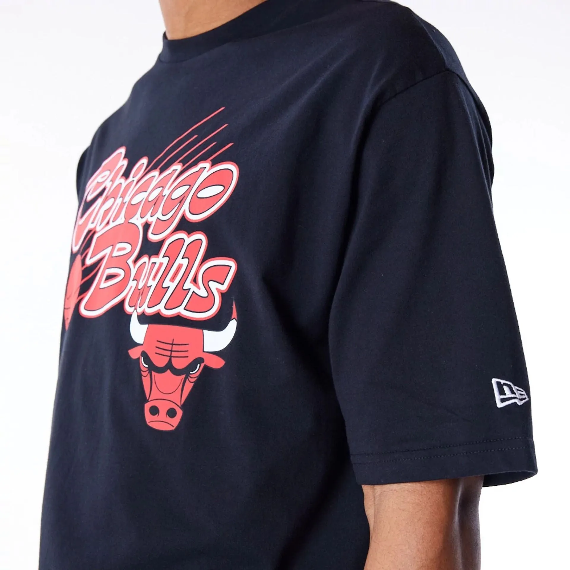 Chicago Bulls NBA Script Graphic Black Oversized T-Shirt
