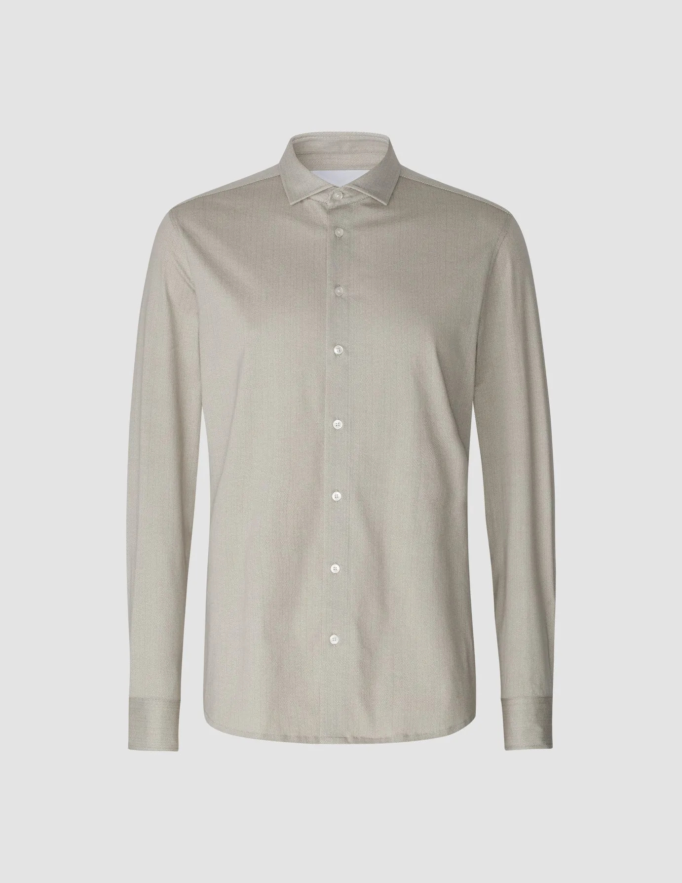 Classic Shirt Stone Green Herringbone Slim