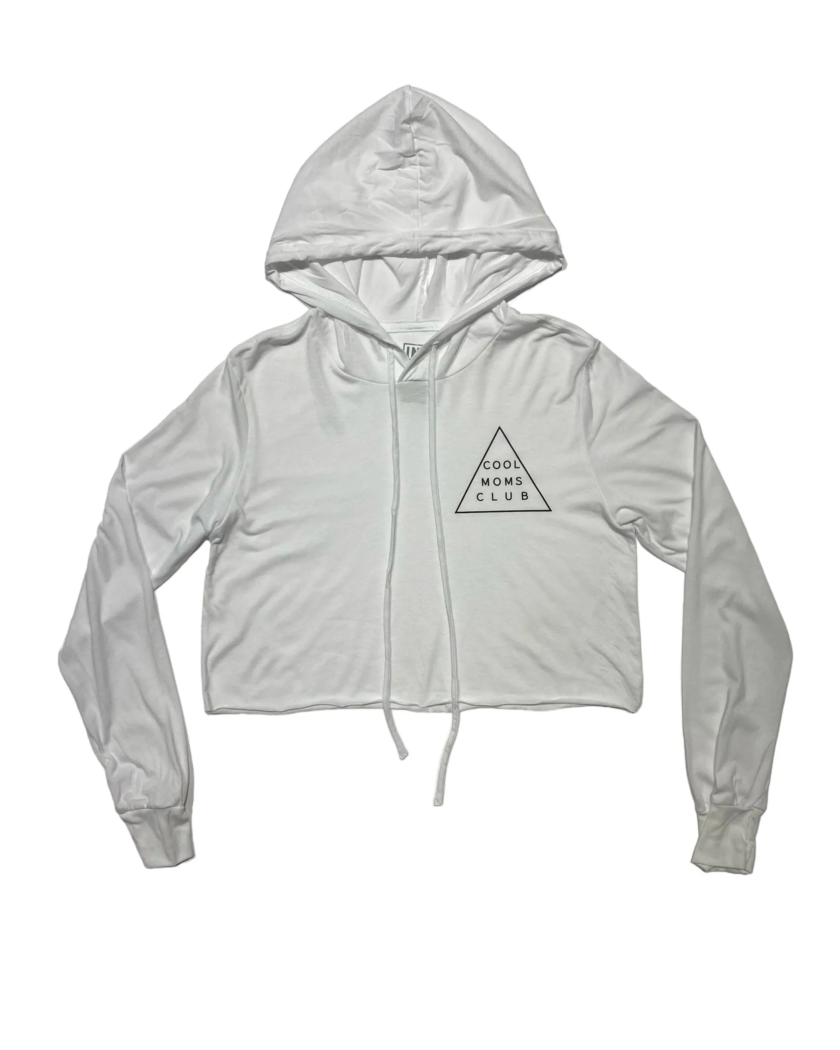 Cool Moms Club Cropped Long Sleeve Hoodie T-Shirt - White