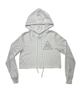Cool Moms Club Cropped Long Sleeve Hoodie T-Shirt - White