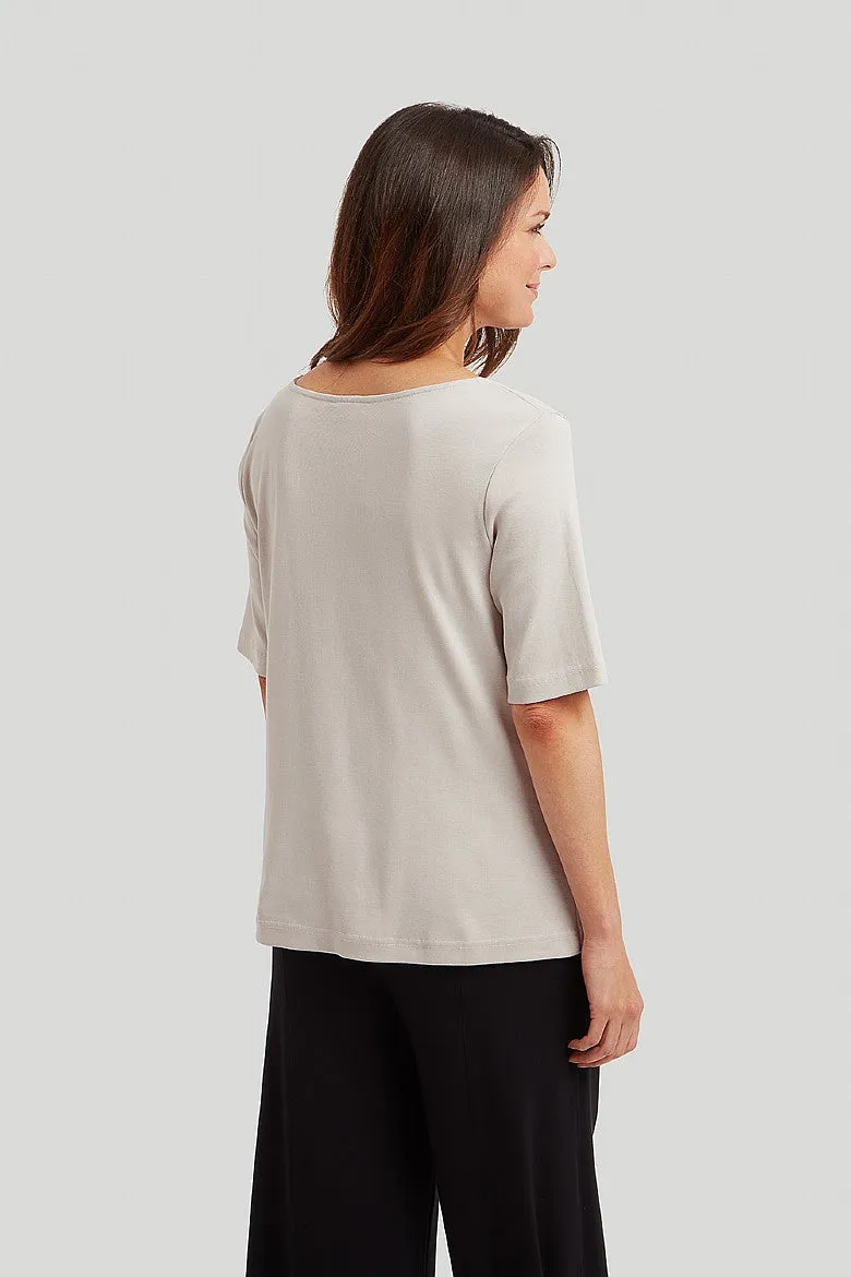 Cotton Rib Bianca Top -Stone