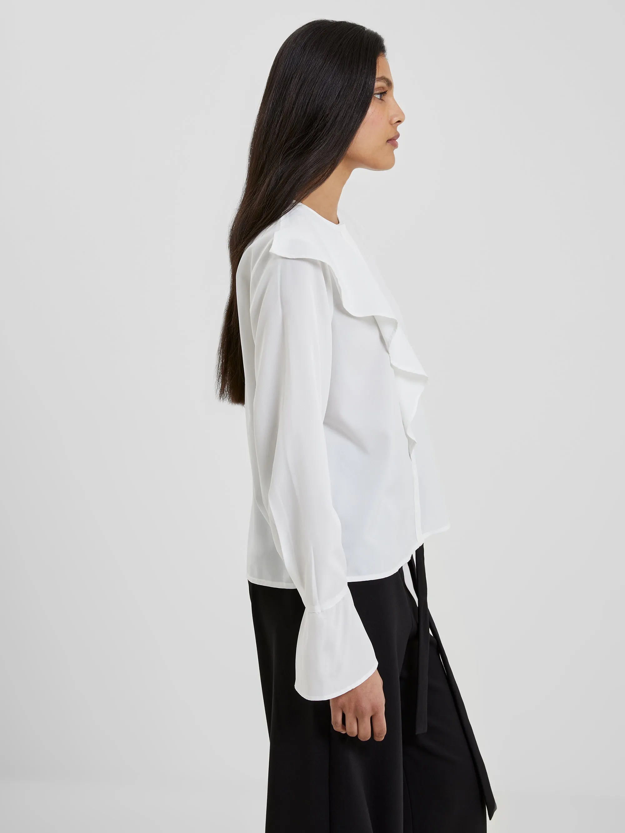 Crepe Light Recycled Asymmetric Frill Shirt