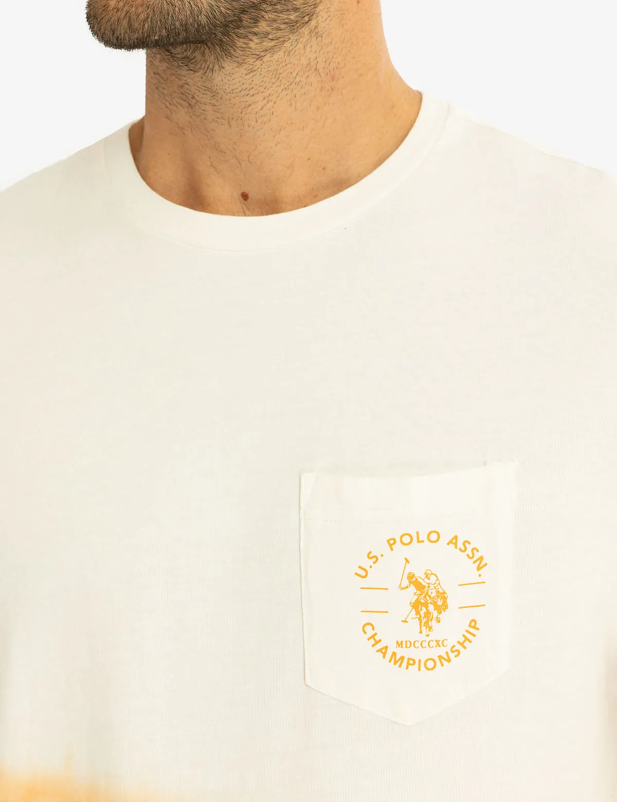 CREW NECK DIP DYE T-SHIRT WITH POCKET