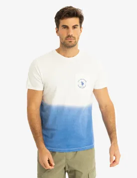 CREW NECK DIP DYE T-SHIRT WITH POCKET