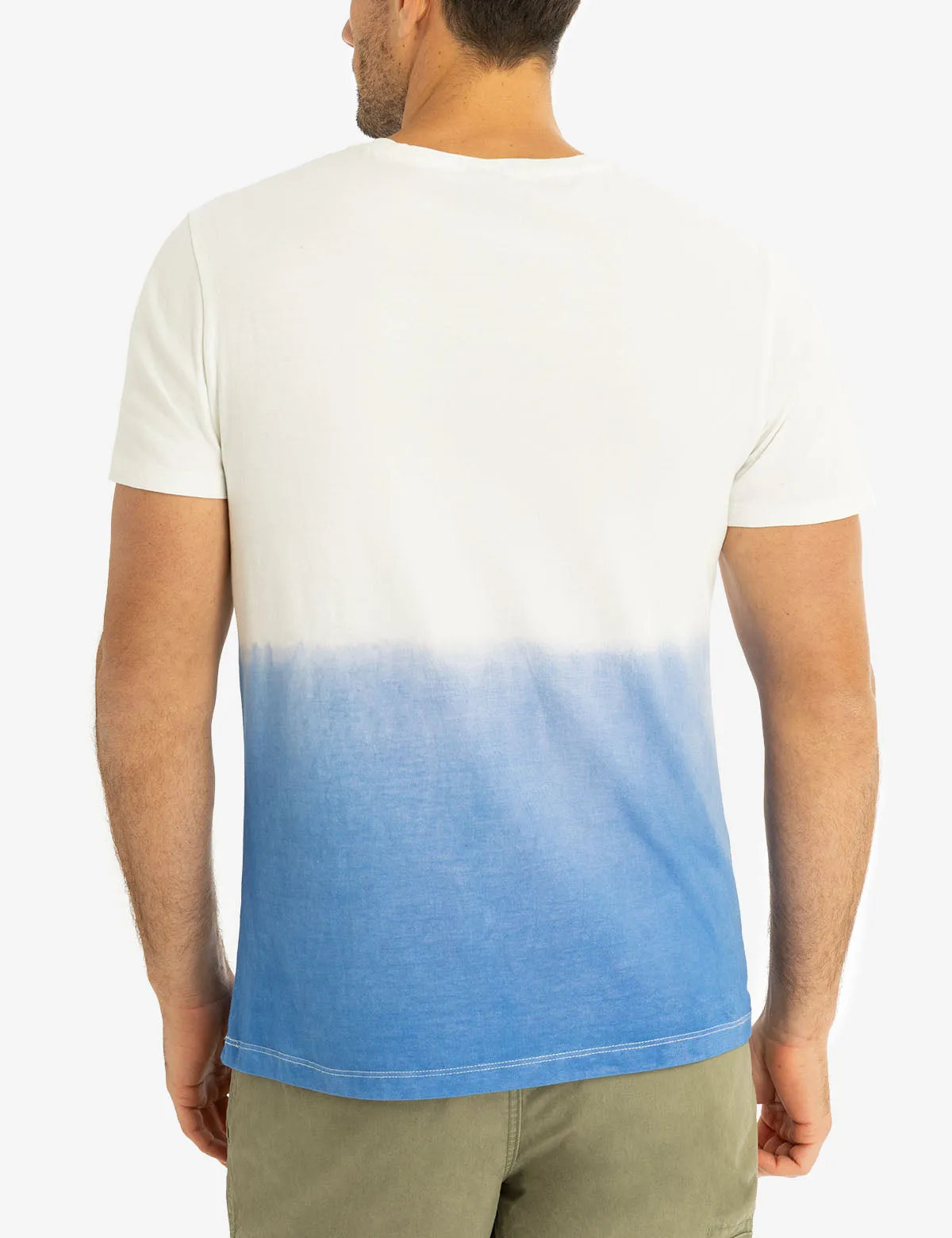 CREW NECK DIP DYE T-SHIRT WITH POCKET