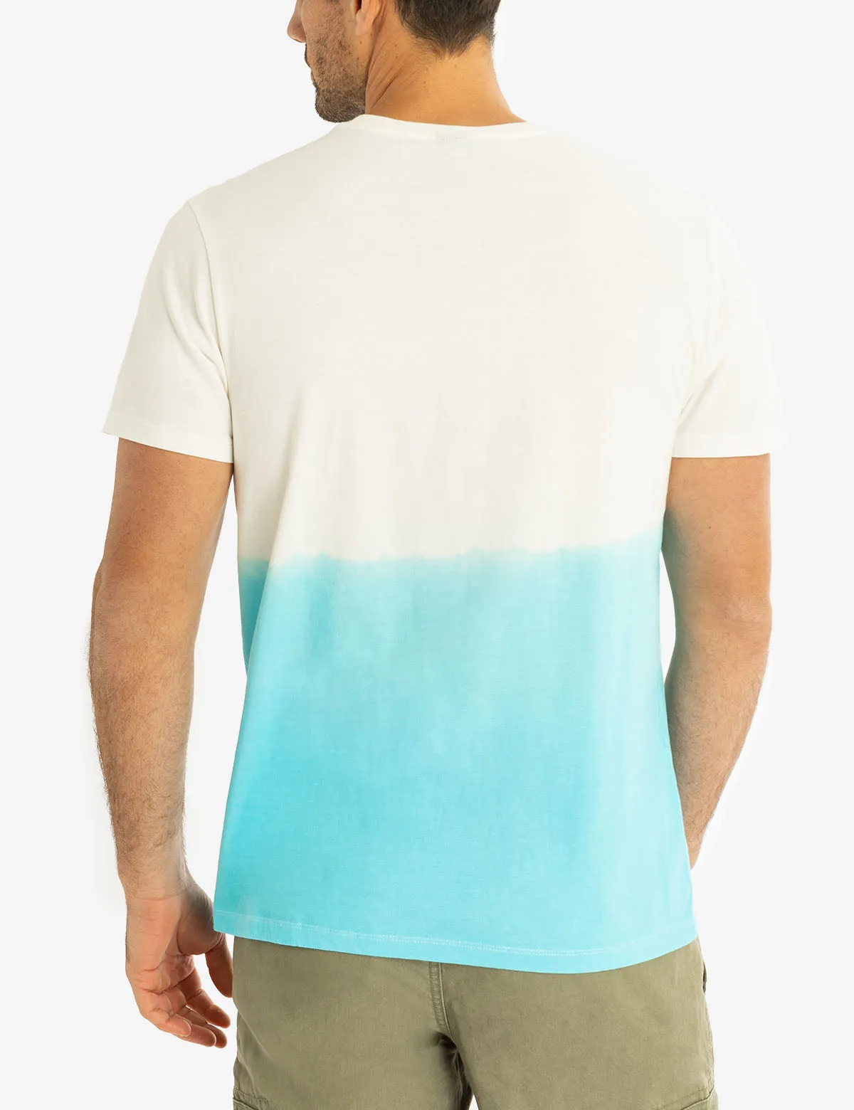 CREW NECK DIP DYE T-SHIRT WITH POCKET