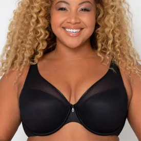 Curvy Couture Sheer Mesh Push Up Bra Black
