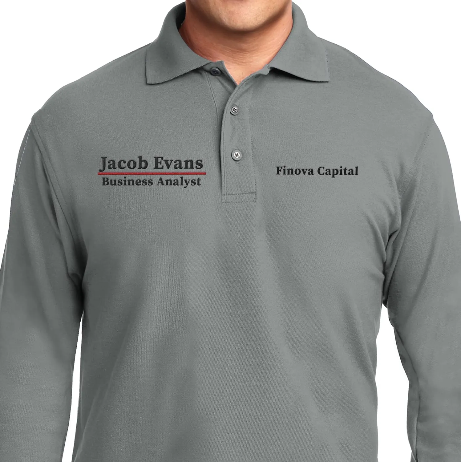 Custom Embroidered Long Sleeve Polo Shirts for Men Personalized Embroidery Add Your Name Text