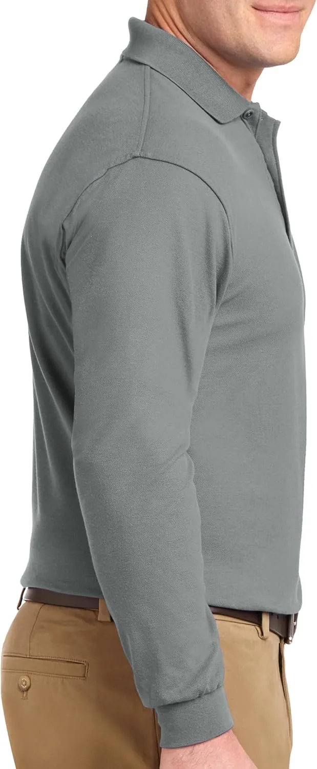 Custom Embroidered Long Sleeve Polo Shirts for Men Personalized Embroidery Add Your Name Text