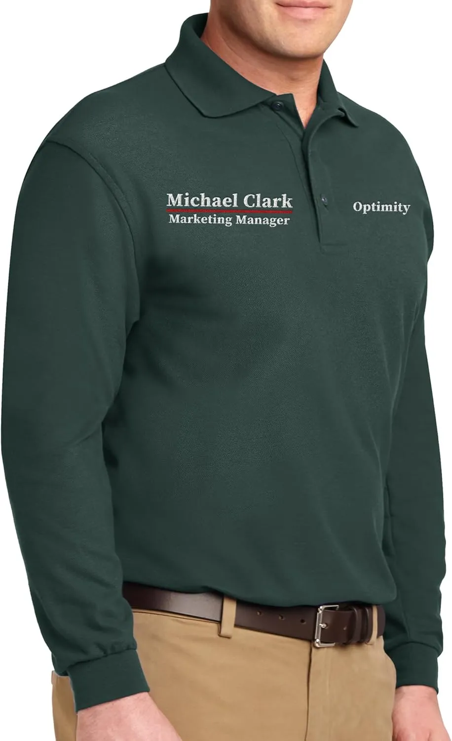 Custom Embroidered Long Sleeve Polo Shirts for Men Personalized Embroidery Add Your Name Text