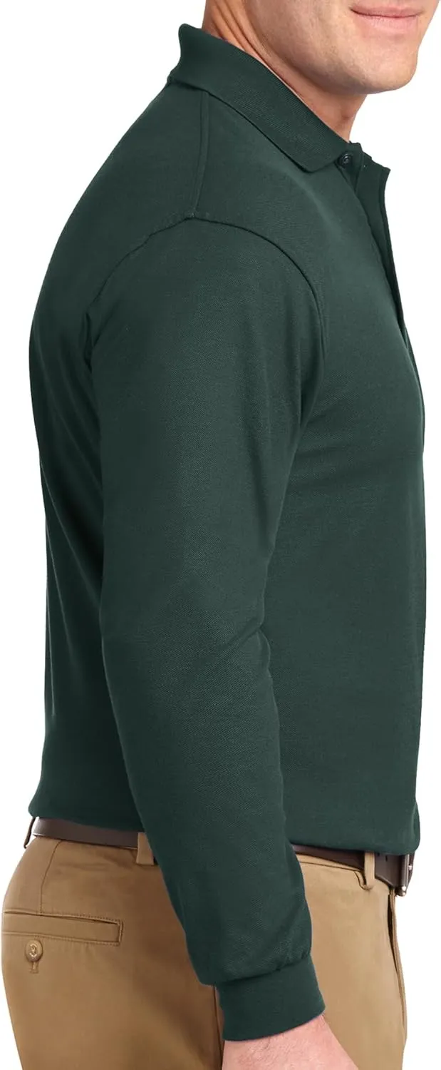 Custom Embroidered Long Sleeve Polo Shirts for Men Personalized Embroidery Add Your Name Text