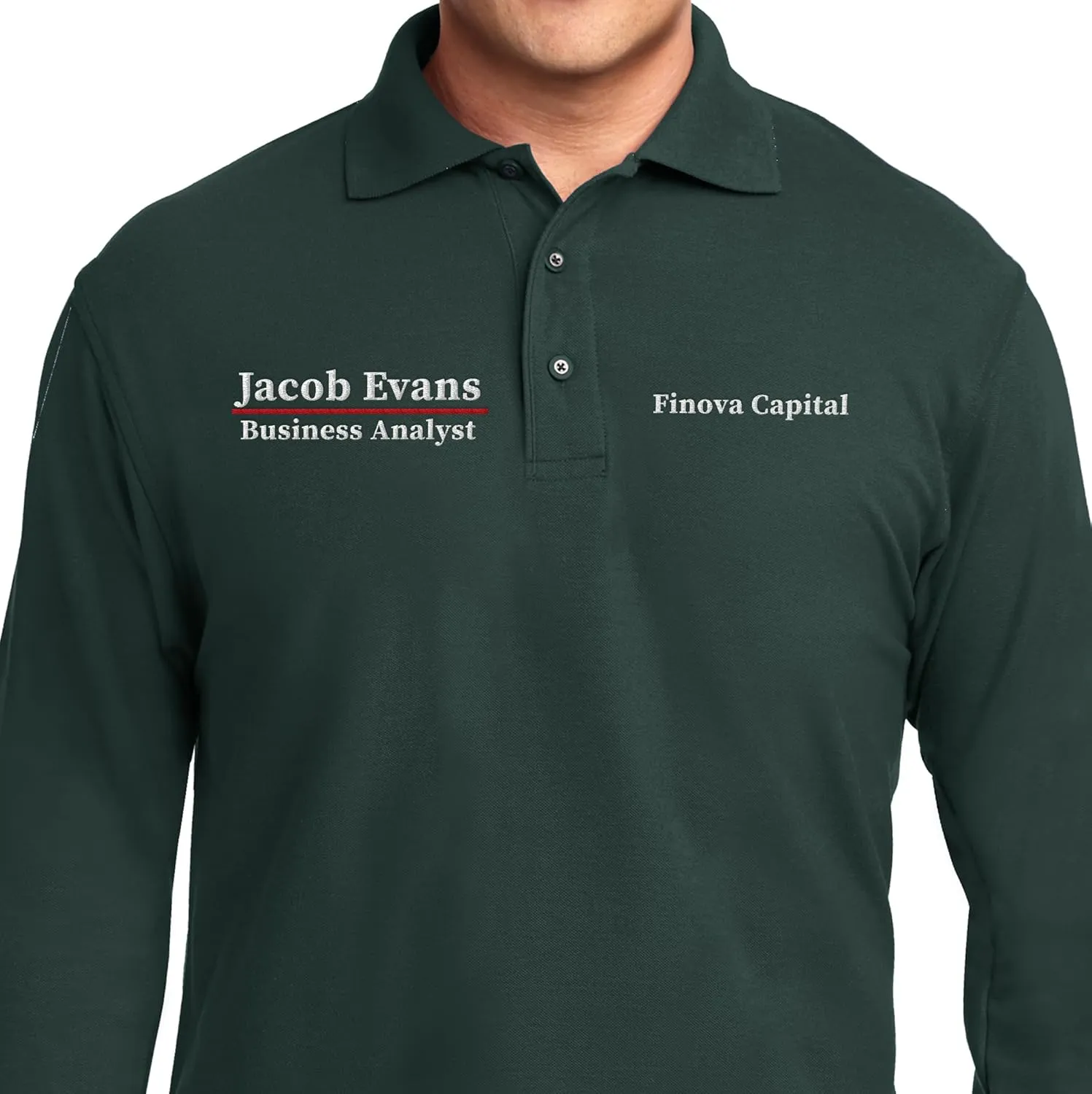 Custom Embroidered Long Sleeve Polo Shirts for Men Personalized Embroidery Add Your Name Text