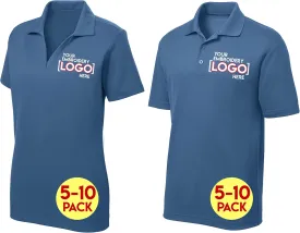 Custom Embroidered Polo Shirts for Women & Men, 5 or 10 Pack - Add Your Logo - Personalized Embroidery Polo Tees