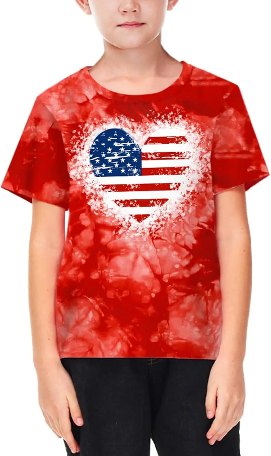 Deerose Kids Striped Shirts Short Sleeve Boy Girls July 4th Patriotic Tee Top 3-14 Years