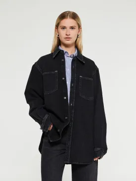 Denim Button-Up Shirt in Black