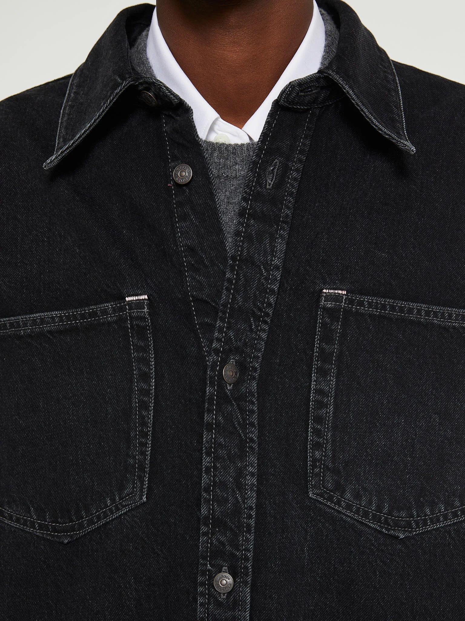 Denim Button-Up Shirt in Black