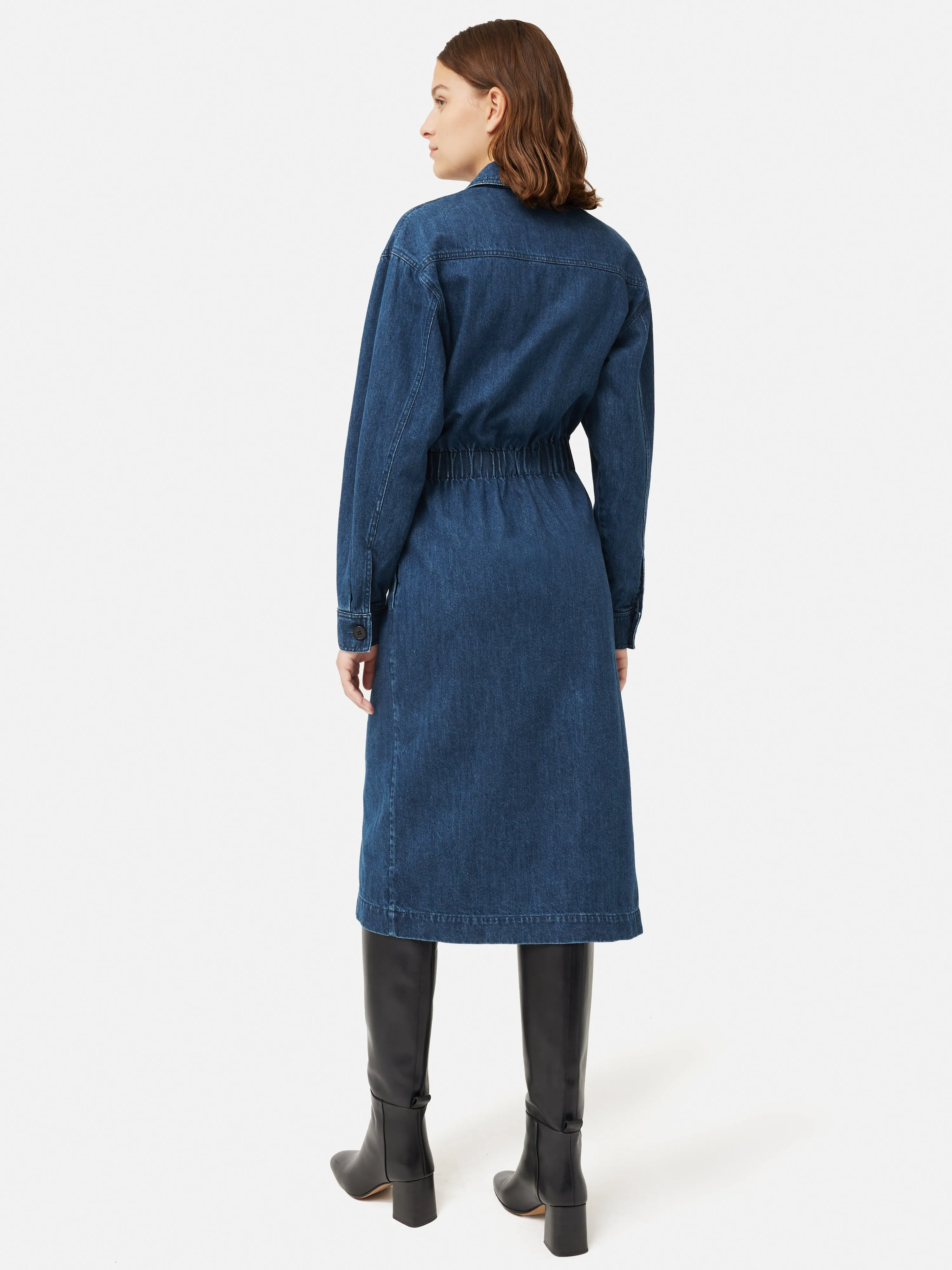 Denim Gathered Dress | Blue