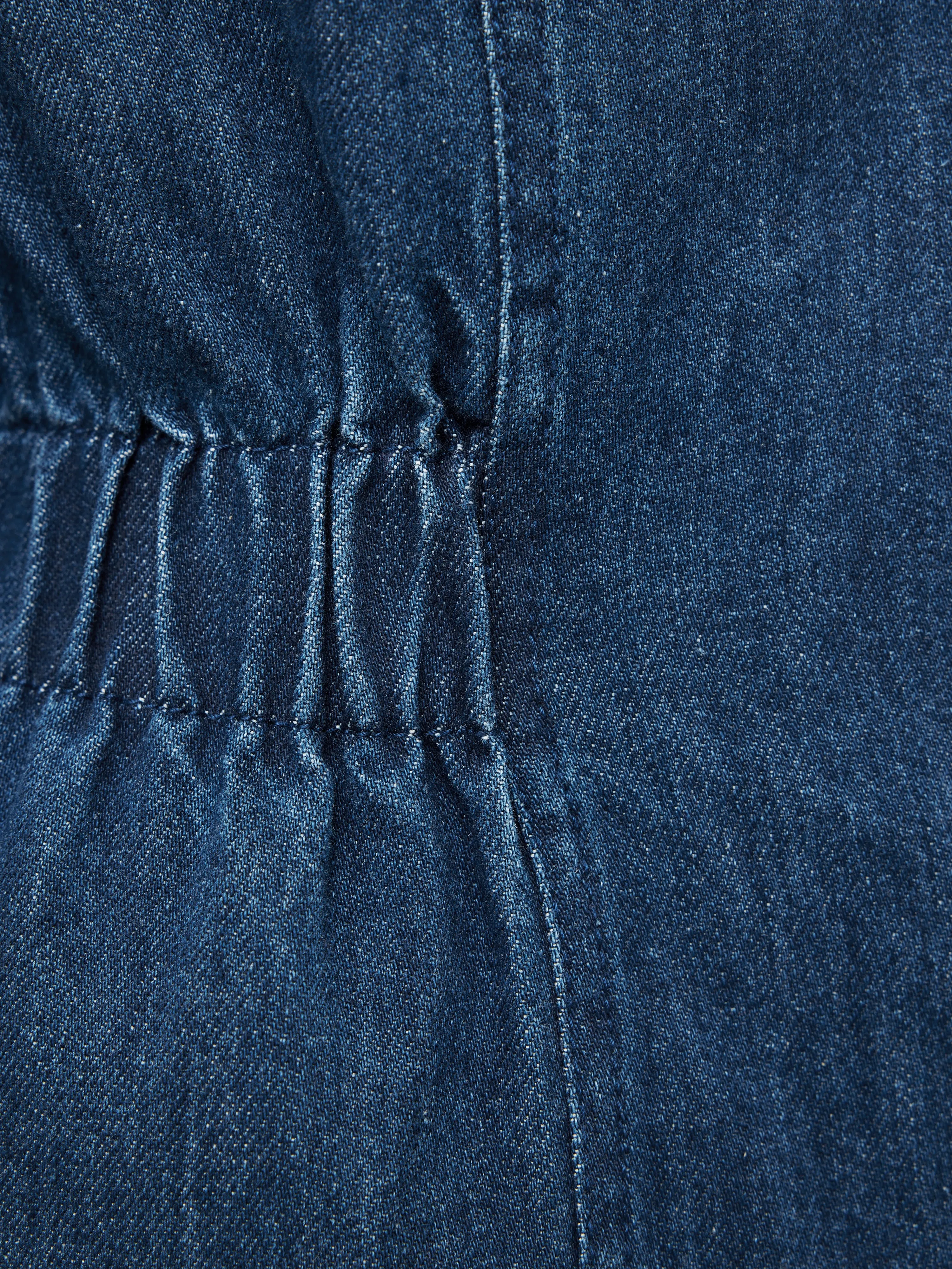 Denim Gathered Dress | Blue