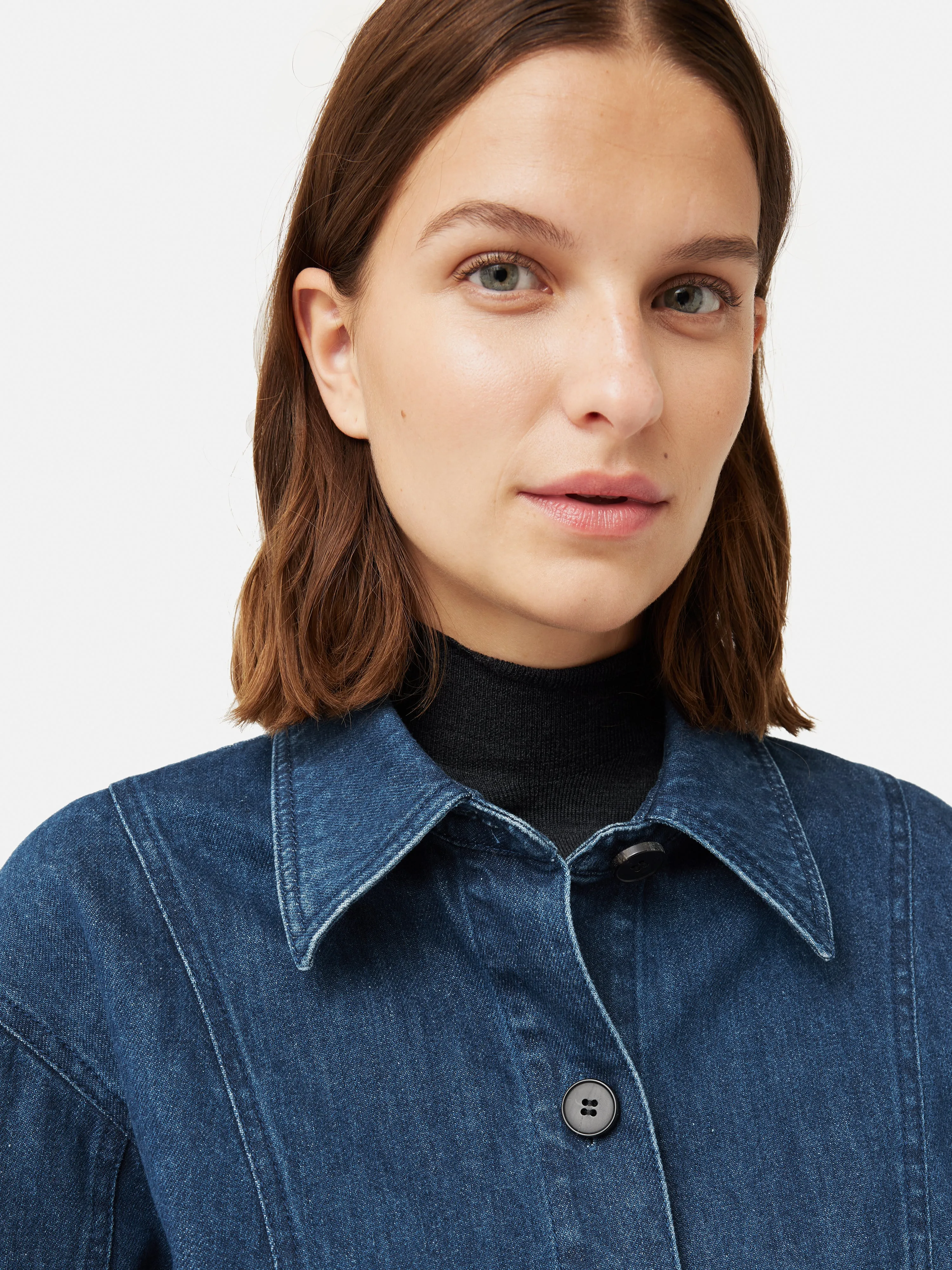 Denim Gathered Dress | Blue