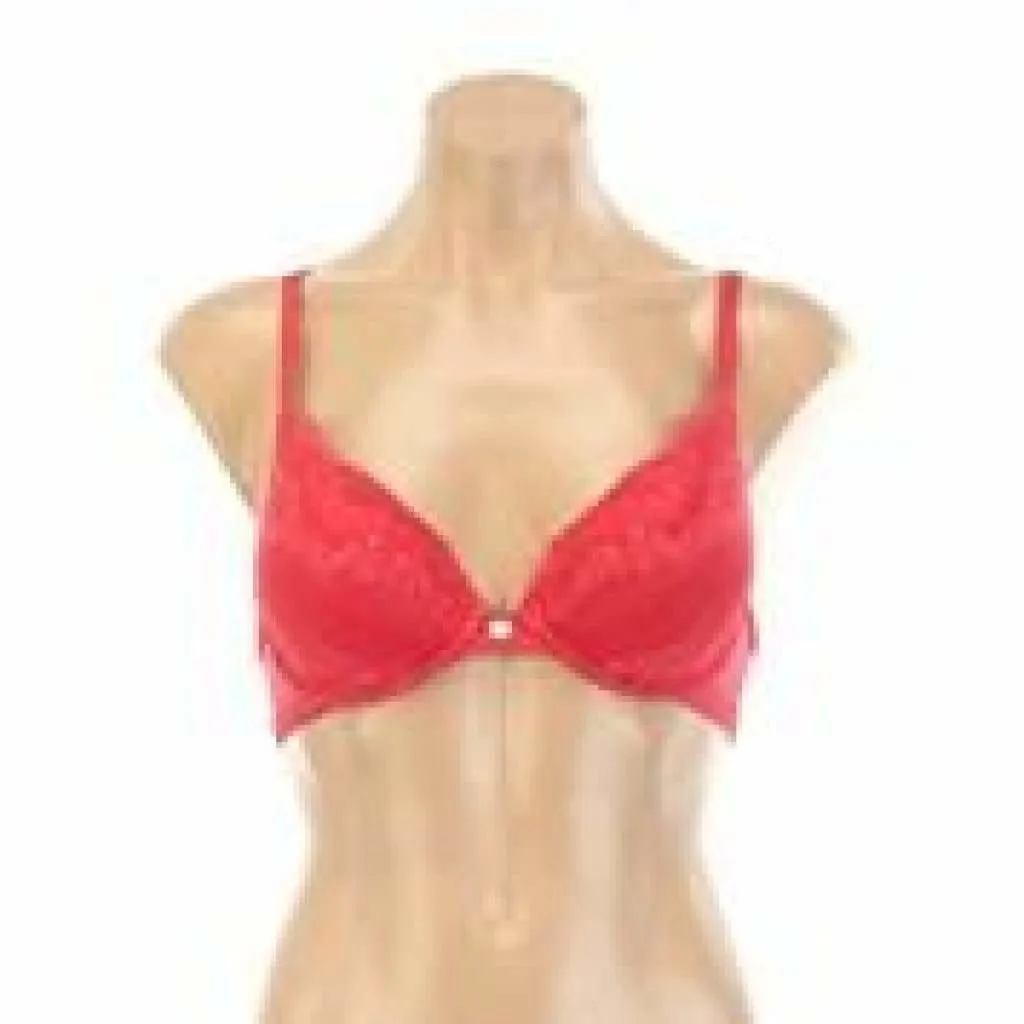 DKNY 453237 Perfect Profile Push-Up T-Shirt Underwire Bra 32DD Red NWT