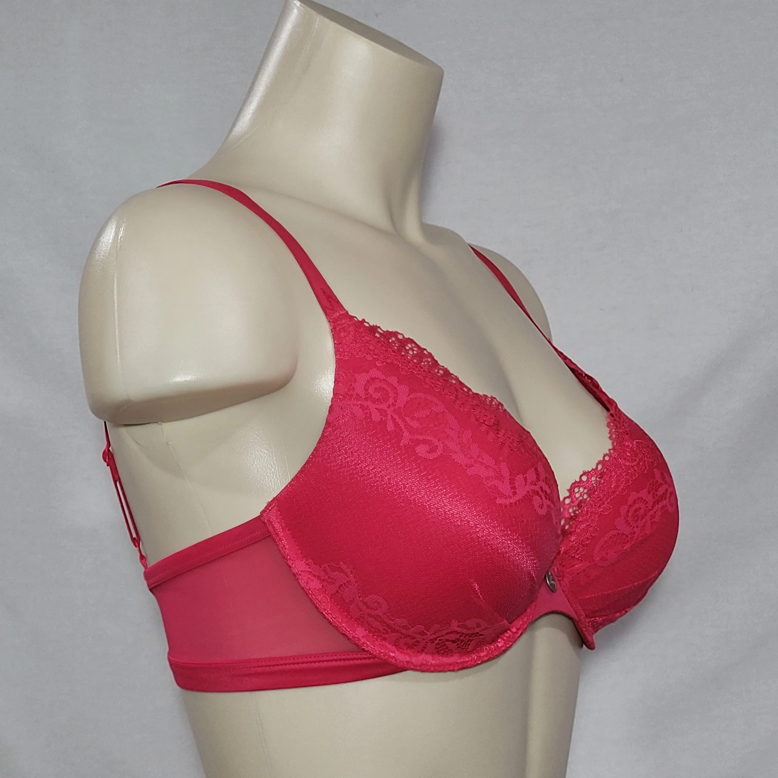 DKNY 453237 Perfect Profile Push-Up T-Shirt Underwire Bra 32DD Red NWT