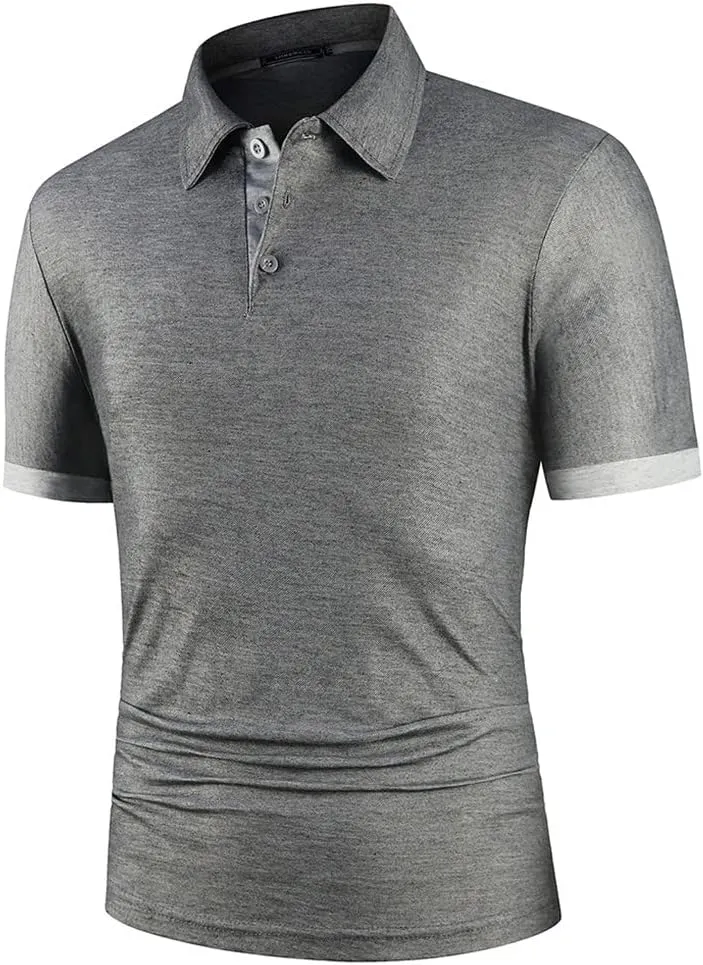 Dninmim Men's Lapel Collar Contrast Color Short Sleeve Polo Shirt Summer Casual Business Golf Sports Shirt