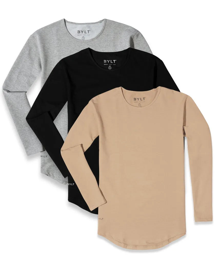 Drop-Cut Long Sleeve: LUX - Custom 3 Pack