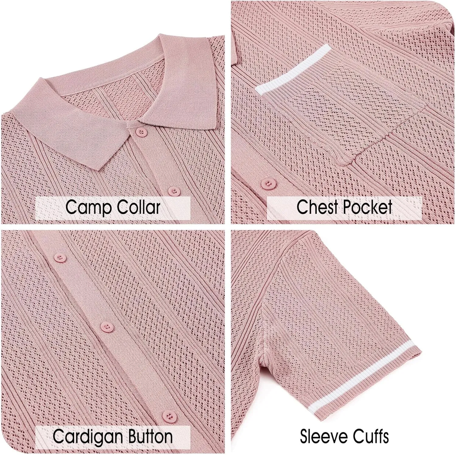 Durio Mens Shirts Short Sleeve Knit Polo Shirt Breathable Button Down Beach Shirts for Men Casual Shirt Summer Vacation