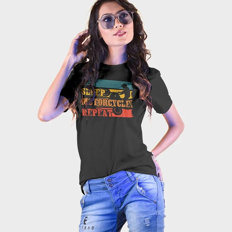 Eat Sleep Moto Repeat Black Unisex T-Shirt