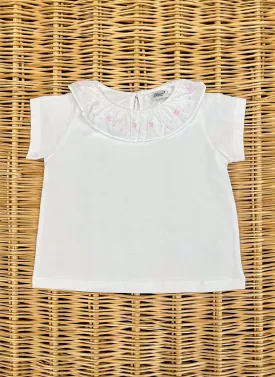 Embroidered ruffle collar Girly T-shirt