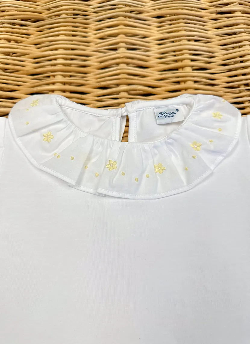 Embroidered ruffle collar Girly T-shirt