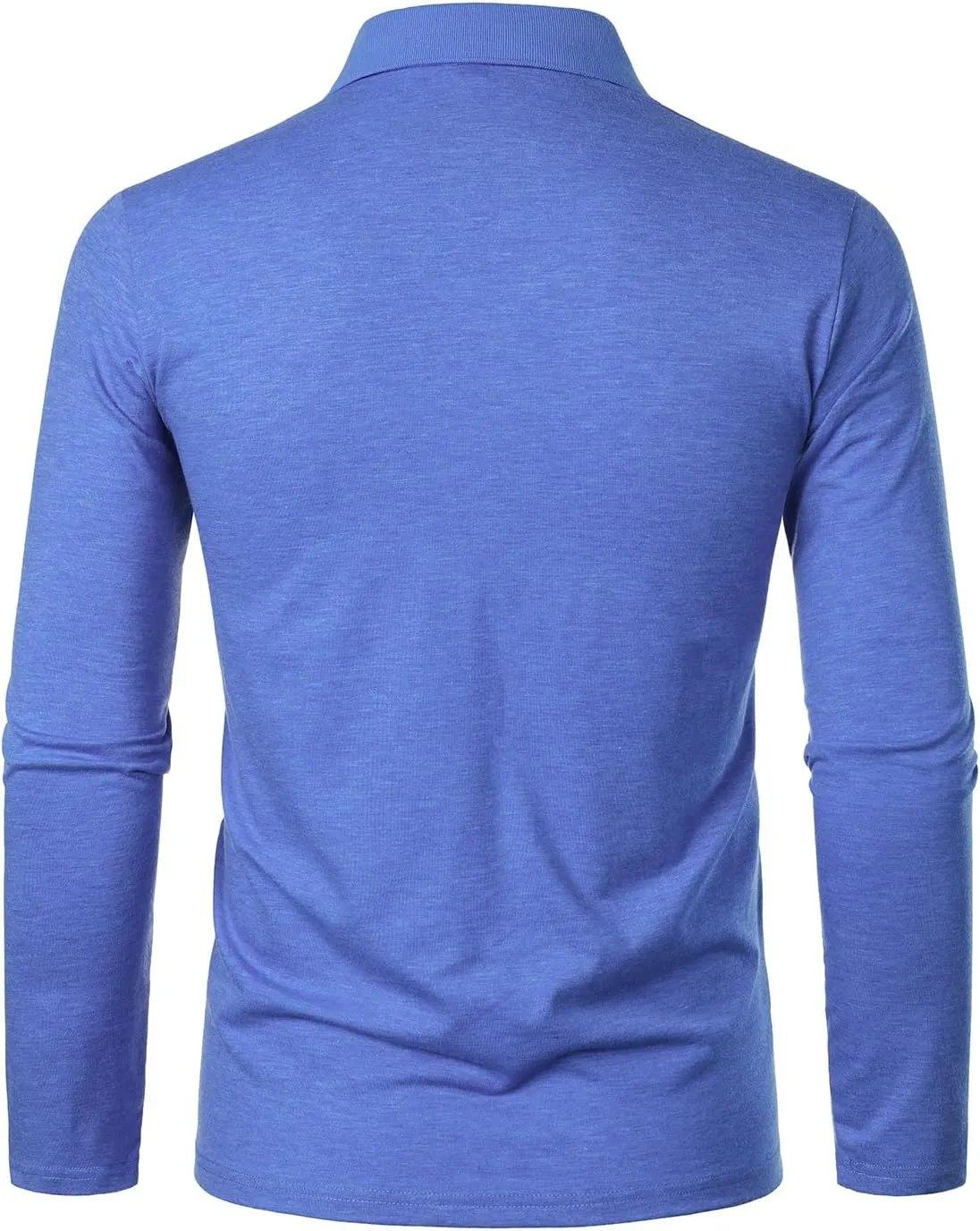 FANARCHER Men's Casual Polo Shirts Classic Long Sleeve Shirt Solid Color Button T-Shirts Cotton Tees Golf Stylish Tops