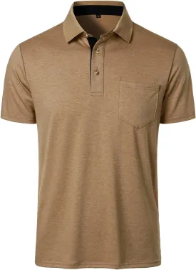 FANARCHER Men's Casual Polo Shirts Classic Long Sleeve Shirt Solid Color Button T-Shirts Cotton Tees Golf Stylish Tops