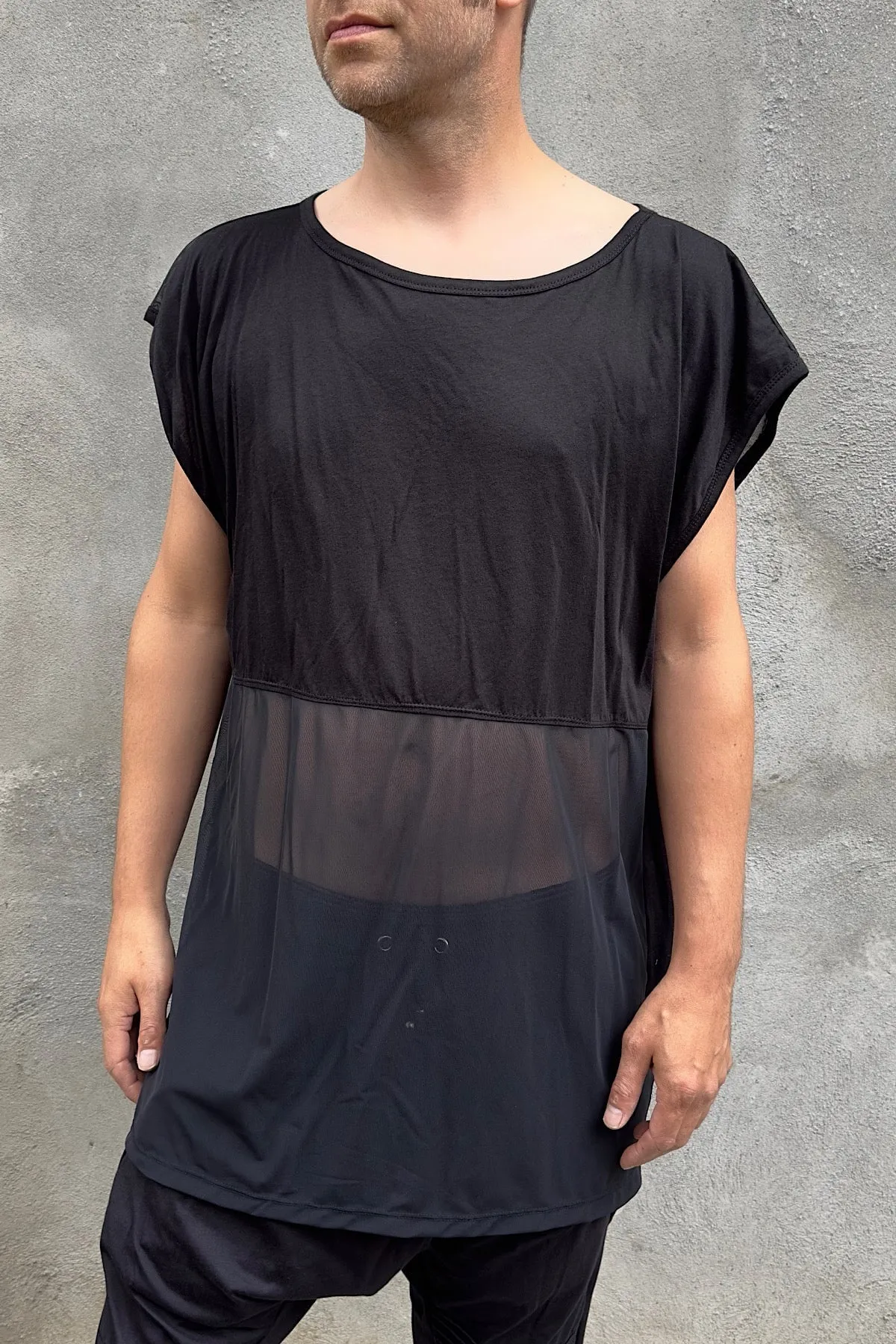 Five and Diamond Half Mesh Oversize Top