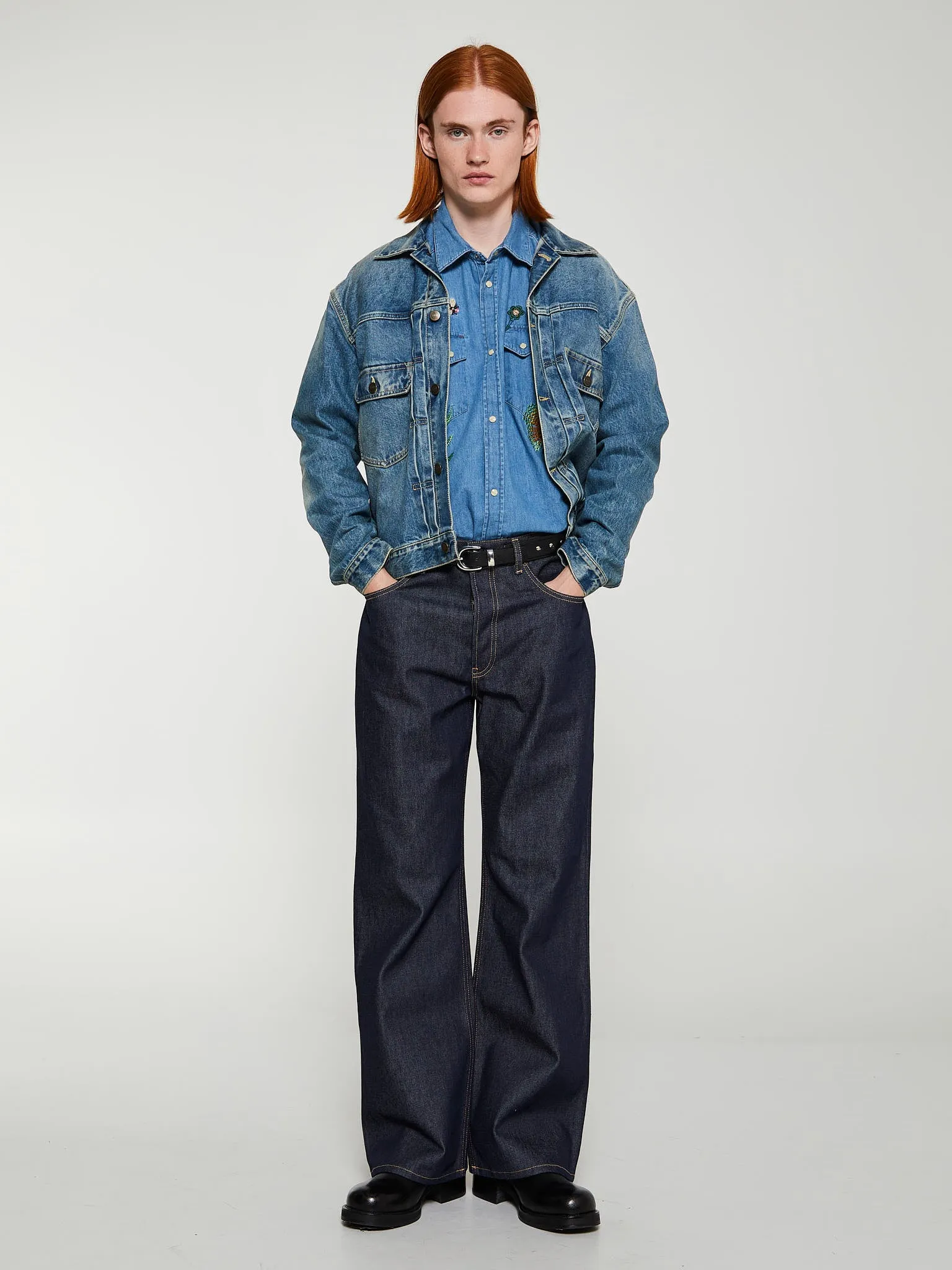 Floral Western Shirt in Denim