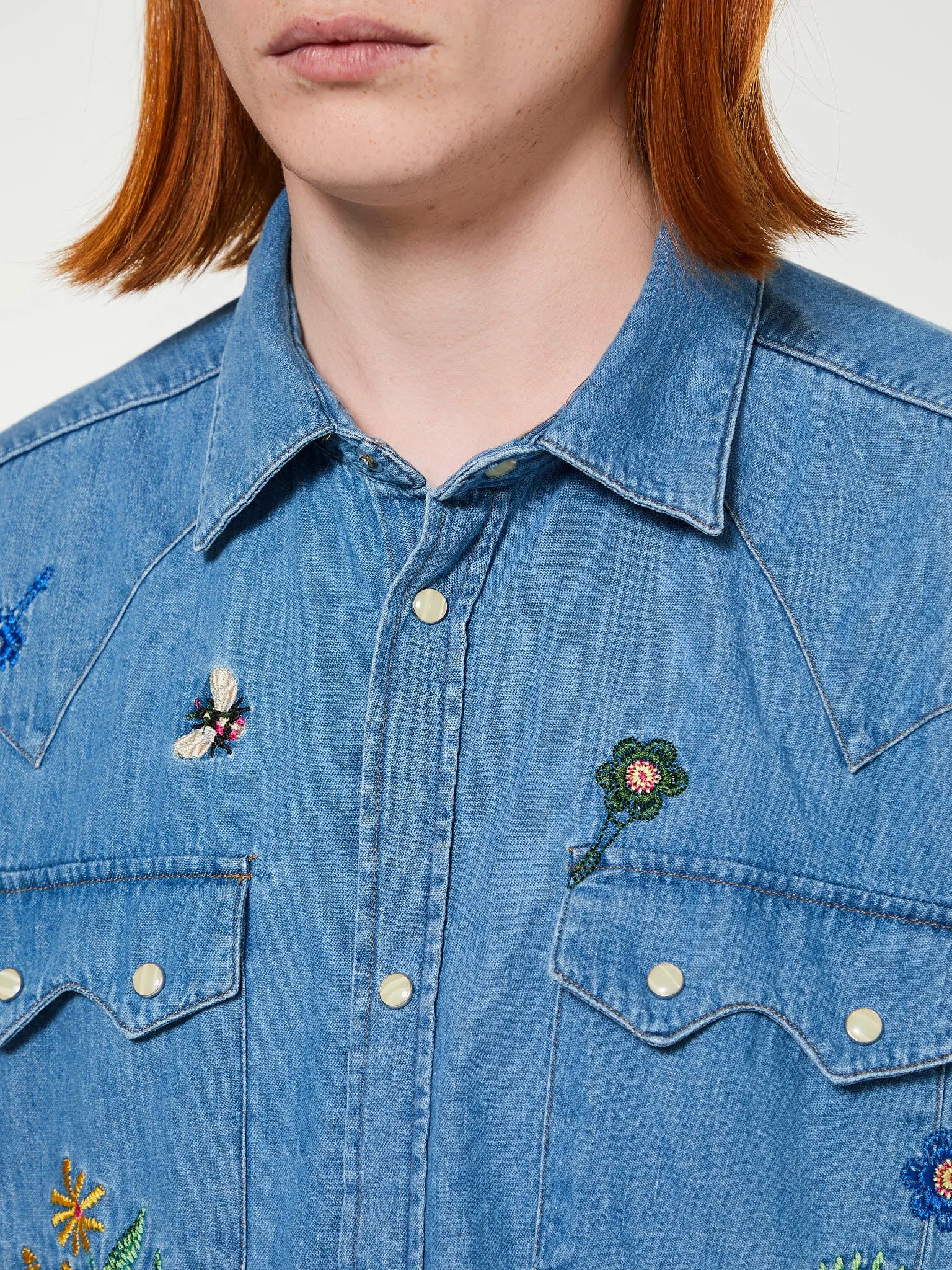 Floral Western Shirt in Denim