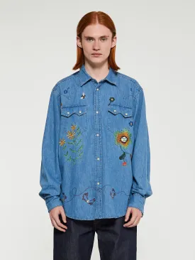 Floral Western Shirt in Denim