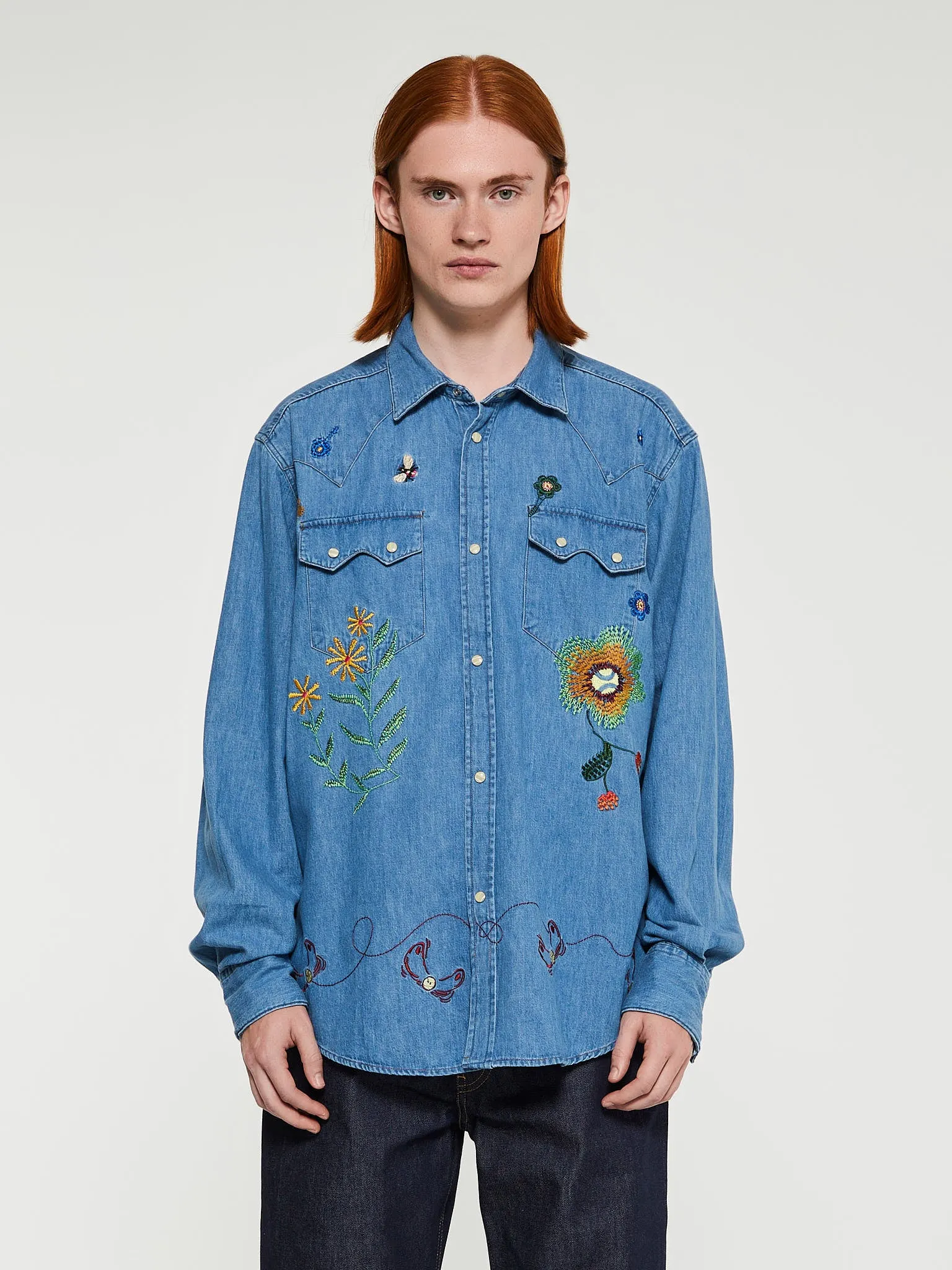 Floral Western Shirt in Denim