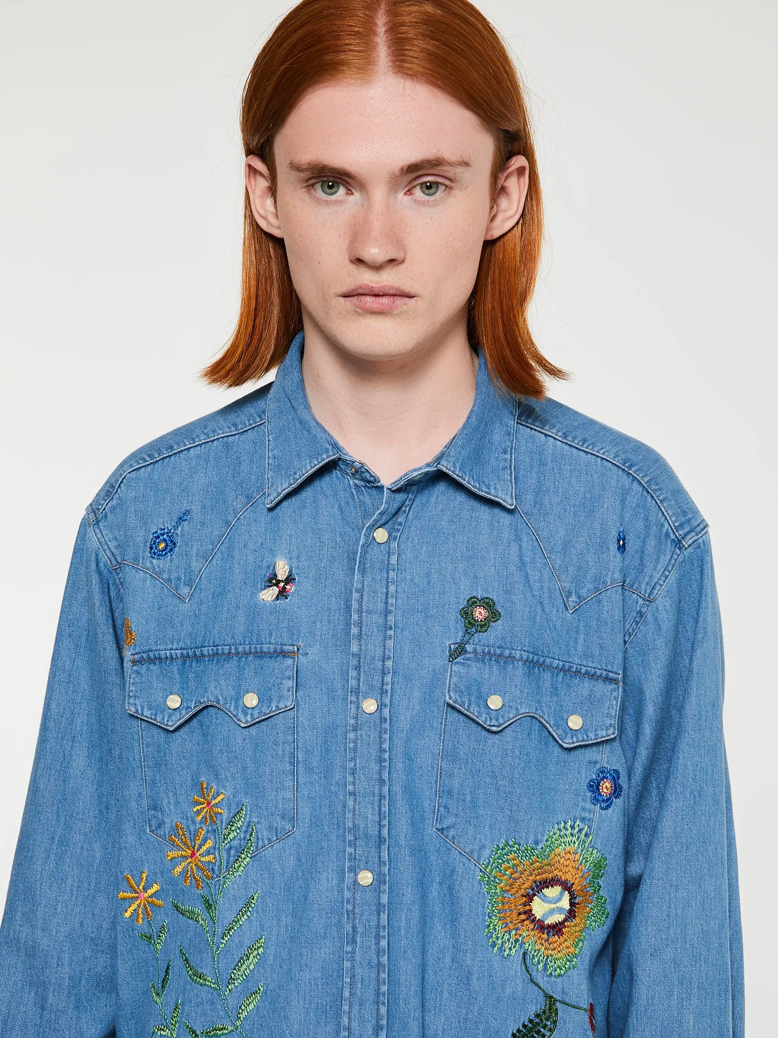 Floral Western Shirt in Denim