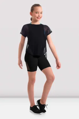 Girls Monique Bloch Logo Mesh Tie Back T-shirt