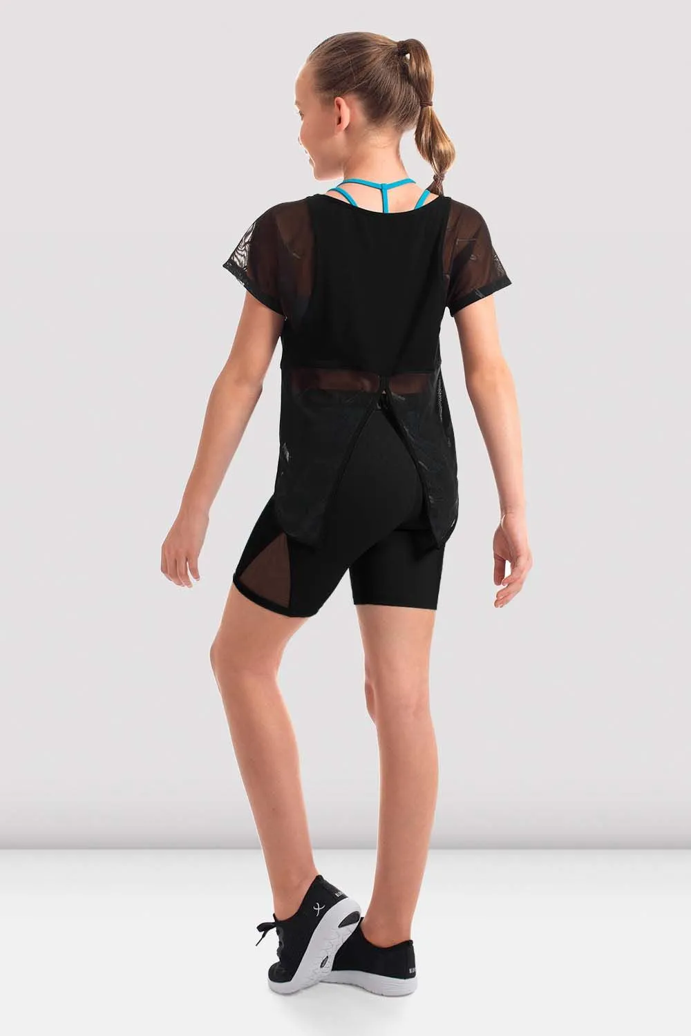 Girls Monique Bloch Logo Mesh Tie Back T-shirt