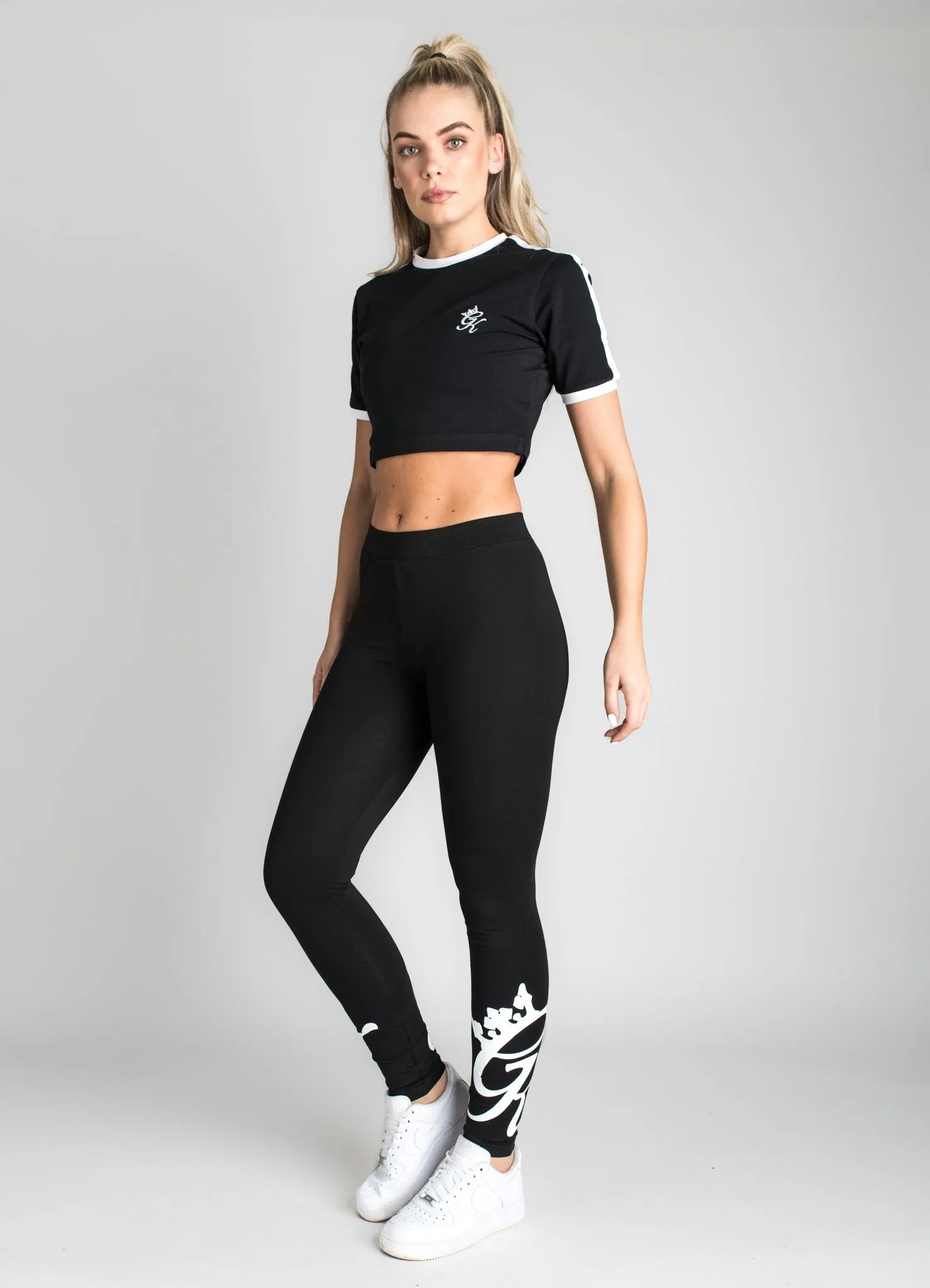 GK Ringer Crop T-Shirt - Black