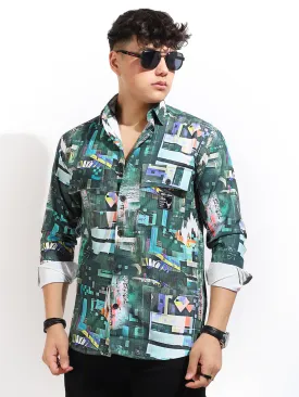 Green Digital Print Shirt