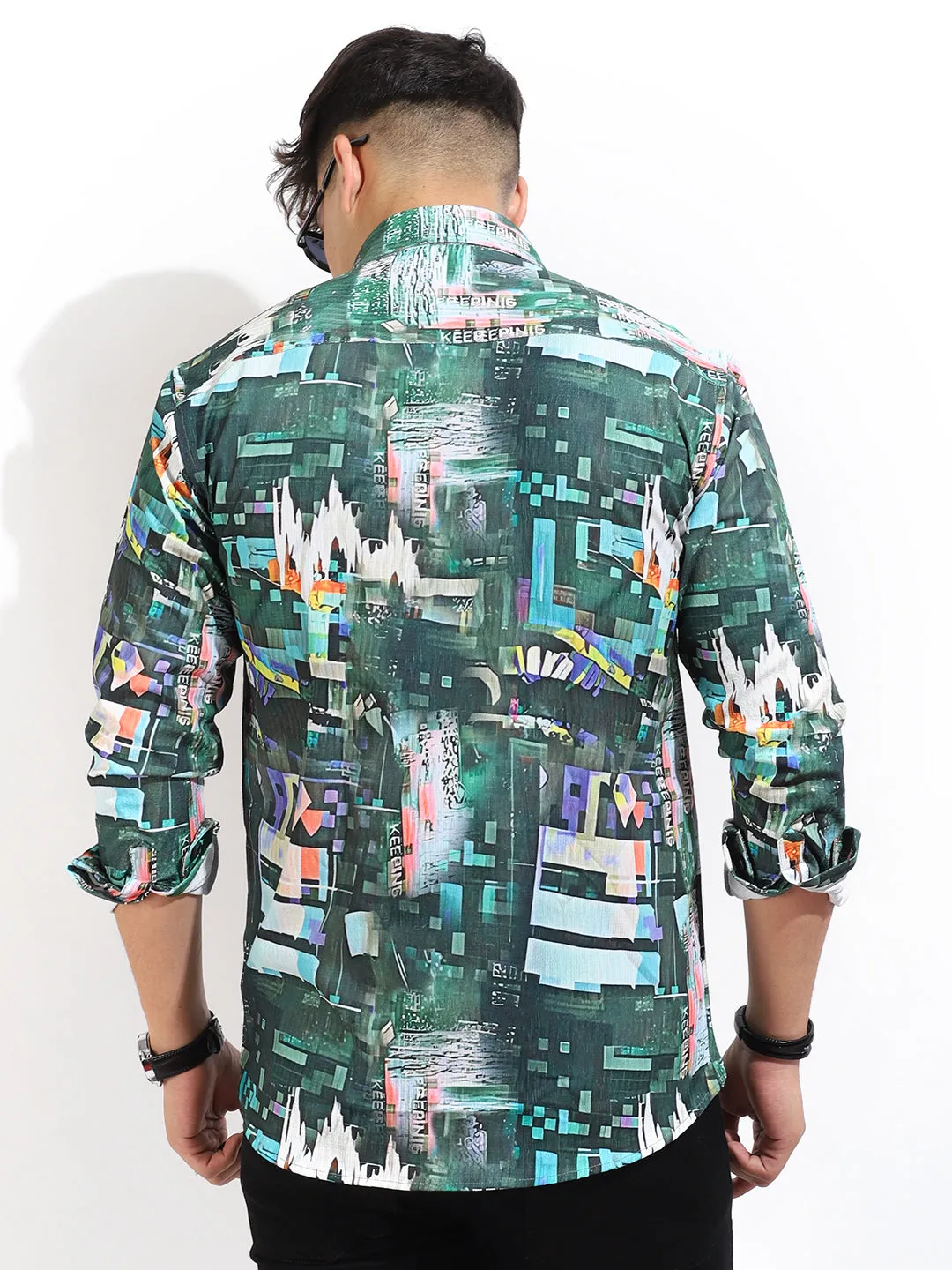 Green Digital Print Shirt