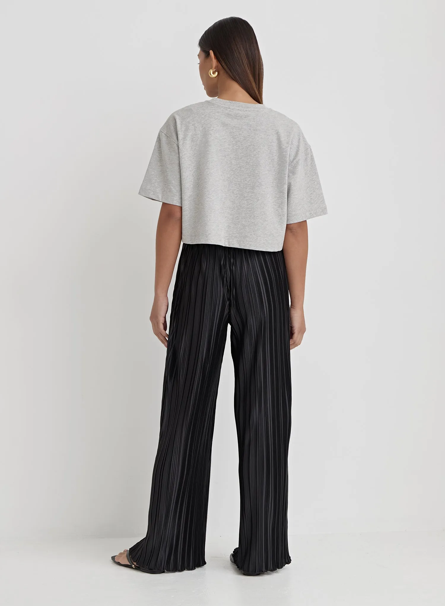 Grey Marl Branded Cropped T-Shirt- Loran
